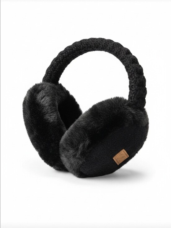 C.C Accessories - C.C Black Knit Faux Fur Earmuffs Winter Cold Weather One Size